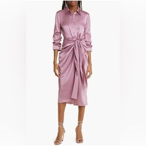 Cinq a Sept tie front shirt dress in Warm Mauve size 0